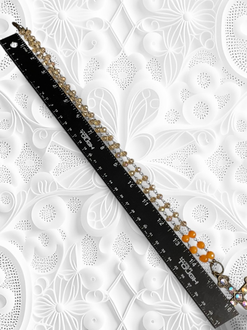 Carol Su Handmade 30" Iridescent Beaded Cross Necklace - Picture 3 of 12
